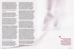 A spread design for Veritas Magazine's article on 'Canadian Ballerinas'